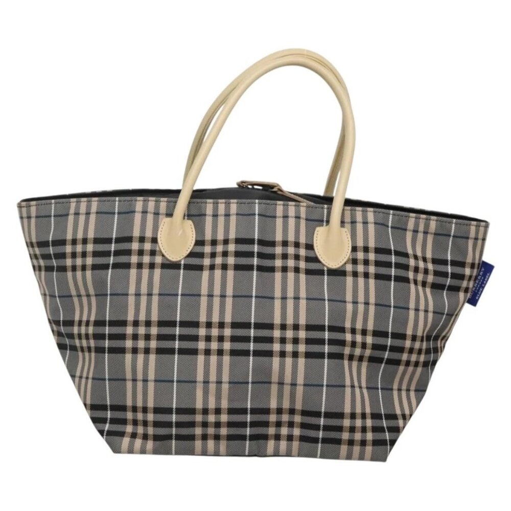 BURBERRY Blue Label Nova Check Tote Bag Nylon Gray Auth ti3408 - Picture 13 of 16
